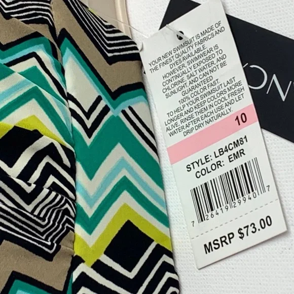 La Blanca Emerald Sahara Chevron Bandeau Bikini Top with Removable Strap - Picture 7 of 10